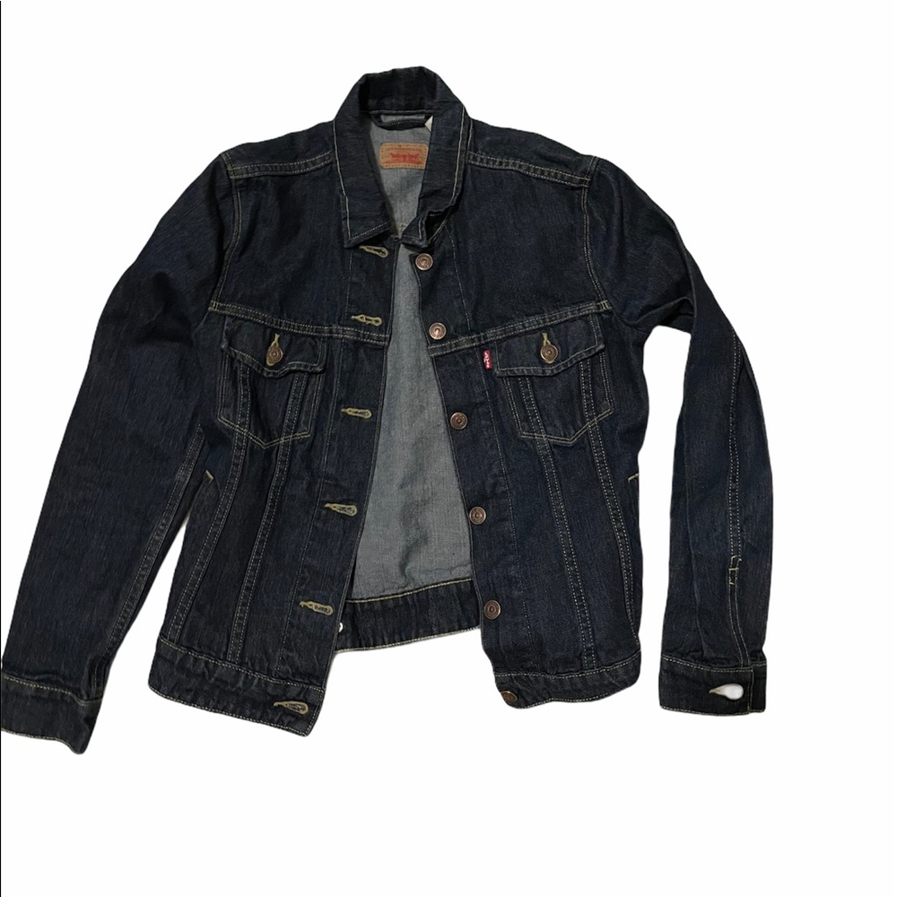 Dark wash Levi’s denim jacket